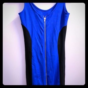 Blue and black figure hugging dress